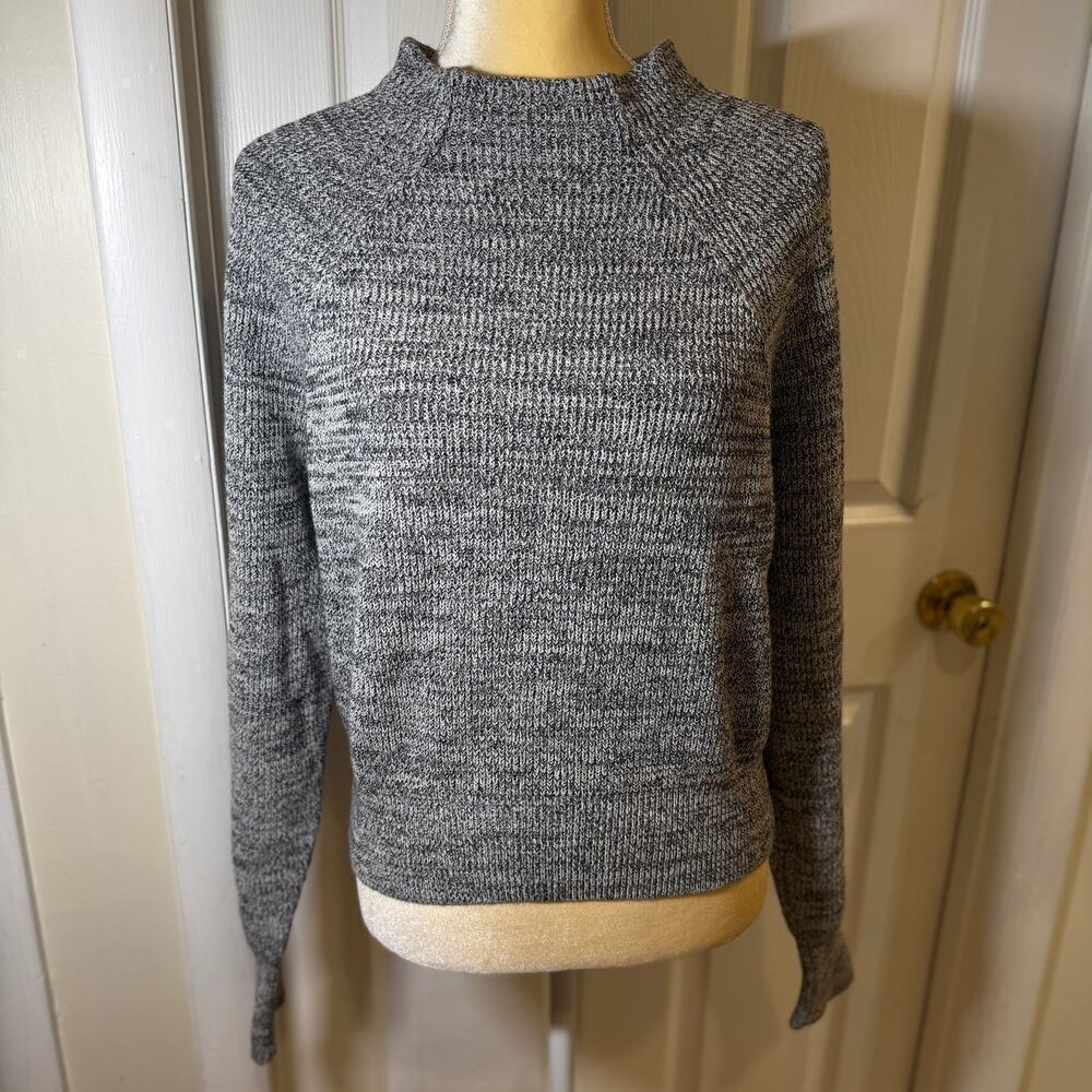 Free People Too Good Ribbed Trim Pullover Sweater in Black Size Small